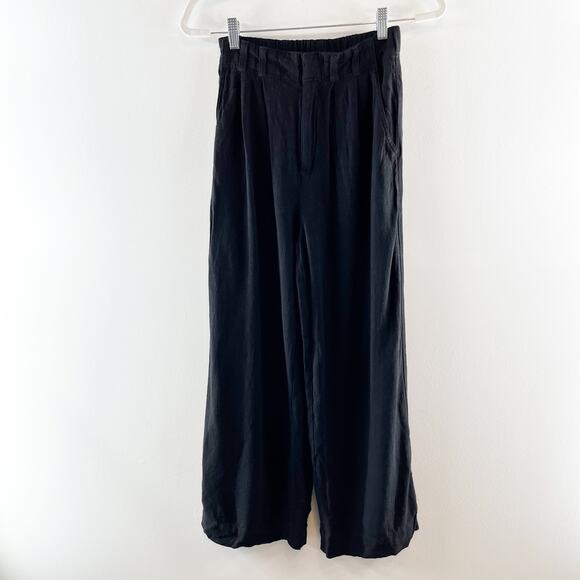 Z Supply High Rise Wide Leg Farrah Linen Blend Pants Trousers Black XS - Picture 2 of 10